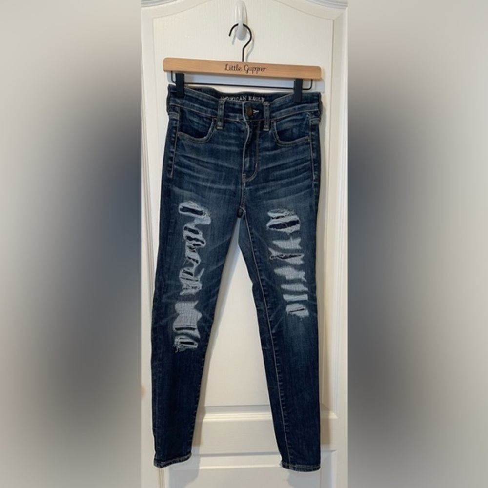 AEO High‎ Rise Distressed Jeggings 4P - Super Super Stretch